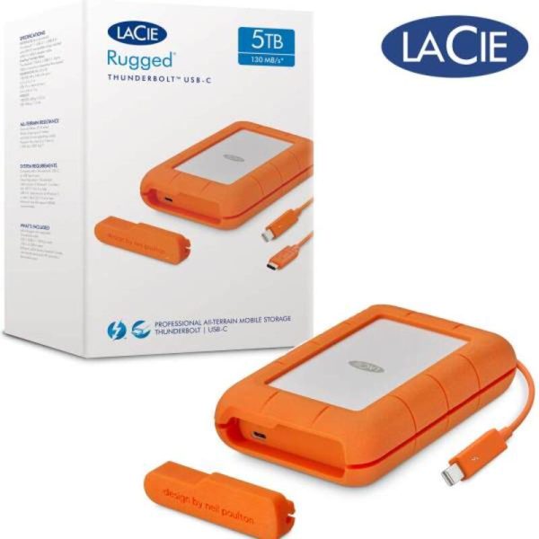 Disco Duro portátil resistente Lacie 5TB USB3.0-2.0 para Mac-PC STFR5000800
