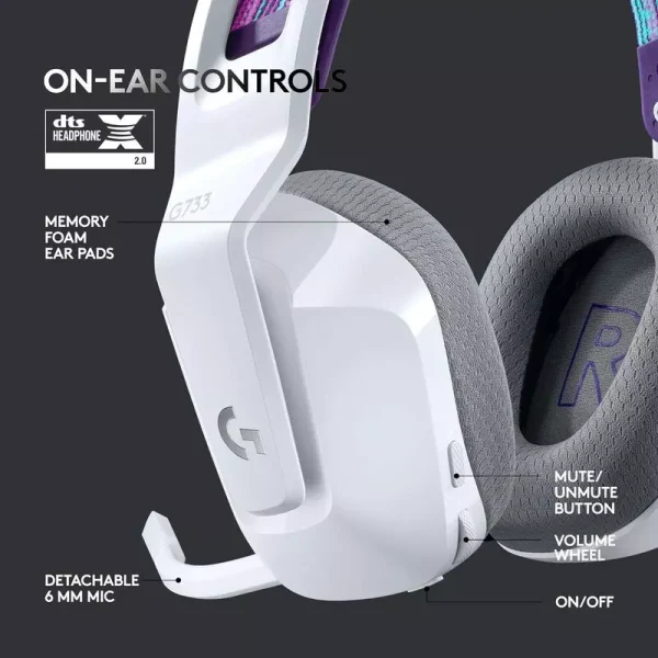 Audífonos gamer inalámbricos Logitech G Series G733 blanco rgb - Image 3