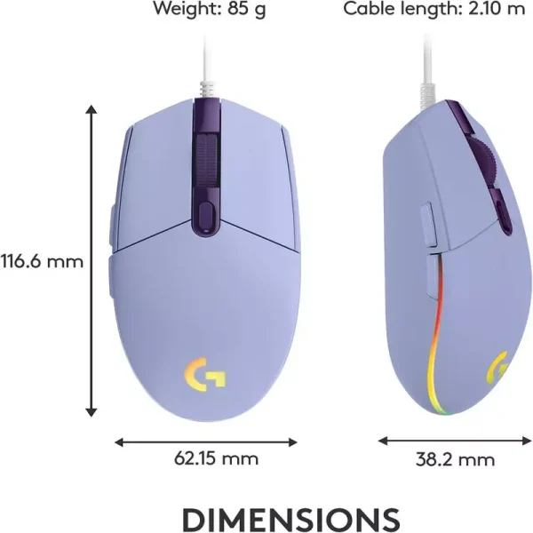 Mouse Logitech G203 Lightsync Lila RGB 910-005851 - Image 2