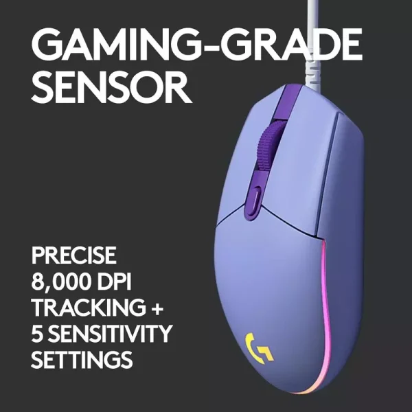 Mouse Logitech G203 Lightsync Lila RGB 910-005851 - Image 3