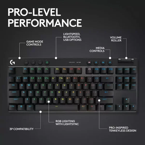 Teclado Logitech Pro X TKL Lightspeed Black 920-012127 - Image 4